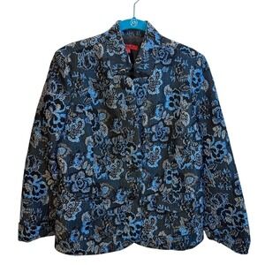 Joni‎ B. Women's Blue Floral Brocade Blazer Jacket Size M